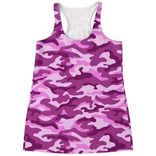 Pink Camouflage Print Women's Racerback Tank Top