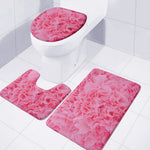 Pink Carnation Flower Print 3 Piece Bath Mat Set