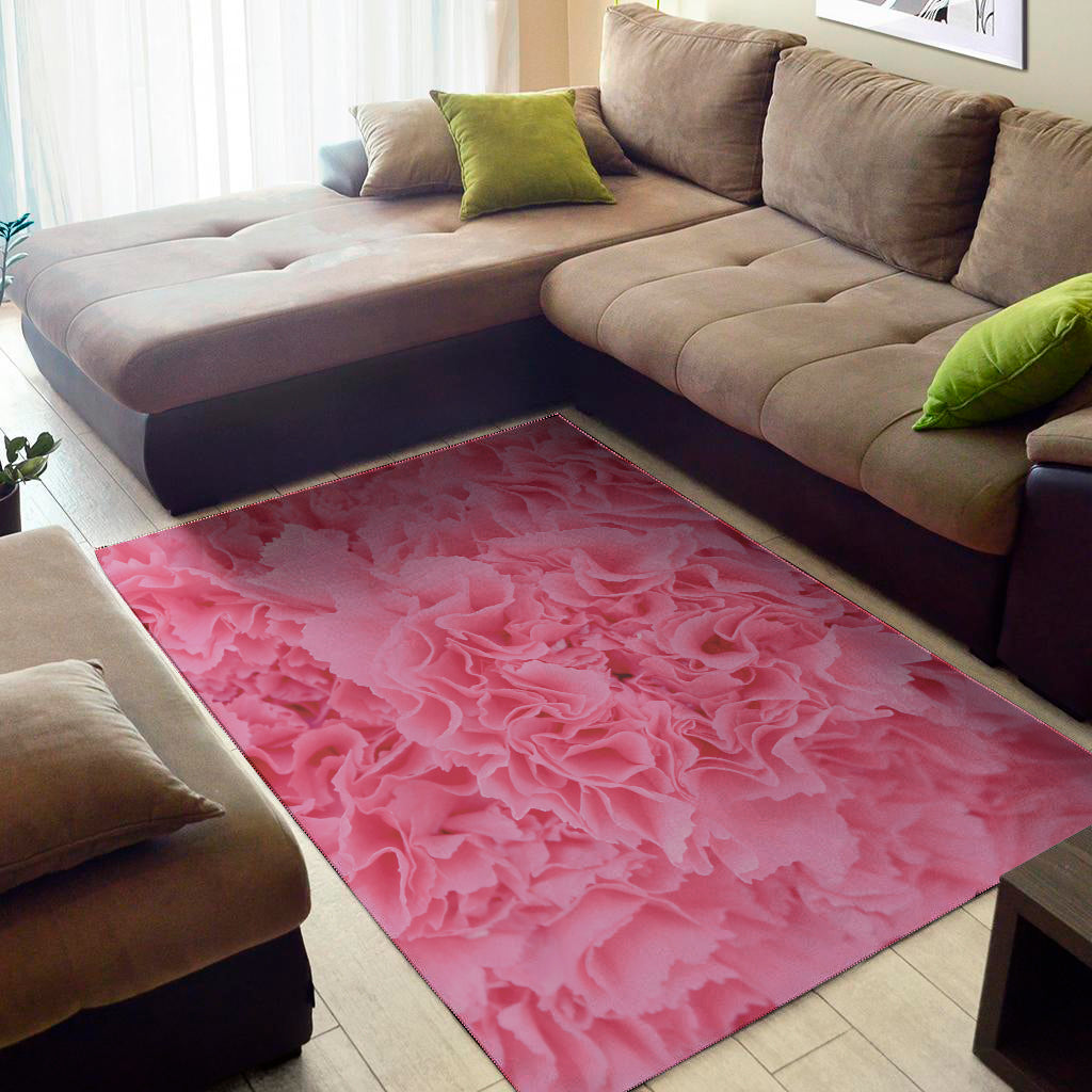 Pink Carnation Flower Print Area Rug