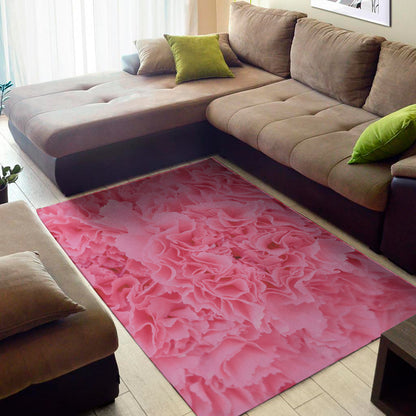 Pink Carnation Flower Print Area Rug