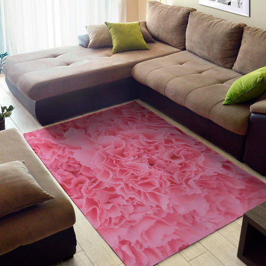 Pink Carnation Flower Print Area Rug