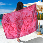 Pink Carnation Flower Print Beach Sarong Wrap