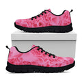 Pink Carnation Flower Print Black Running Shoes