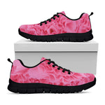 Pink Carnation Flower Print Black Sneakers