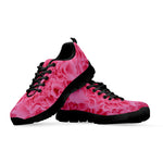 Pink Carnation Flower Print Black Sneakers