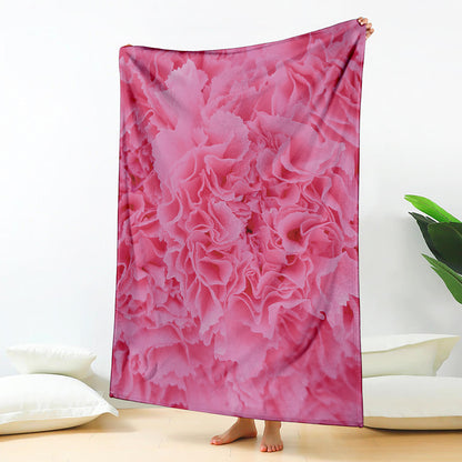 Pink Carnation Flower Print Blanket