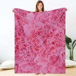 Pink Carnation Flower Print Blanket