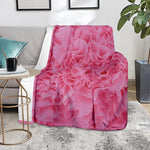 Pink Carnation Flower Print Blanket