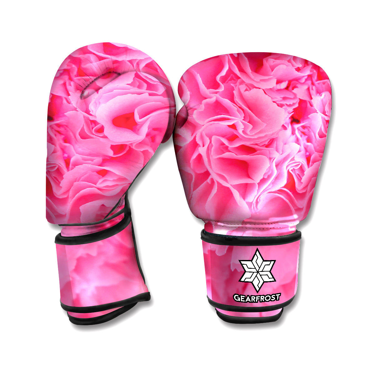 Pink Carnation Flower Print Boxing Gloves