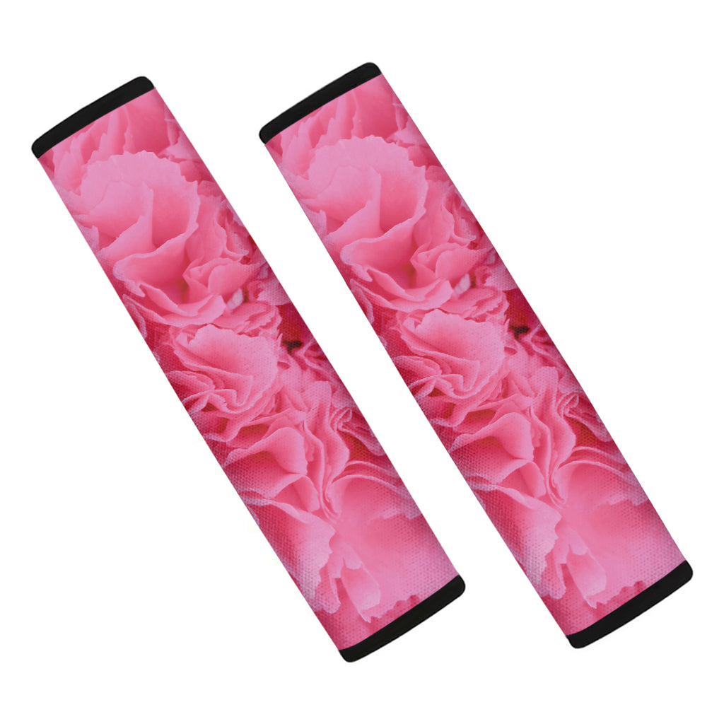 Pink Carnation Flower Print Car Seat Belt Covers