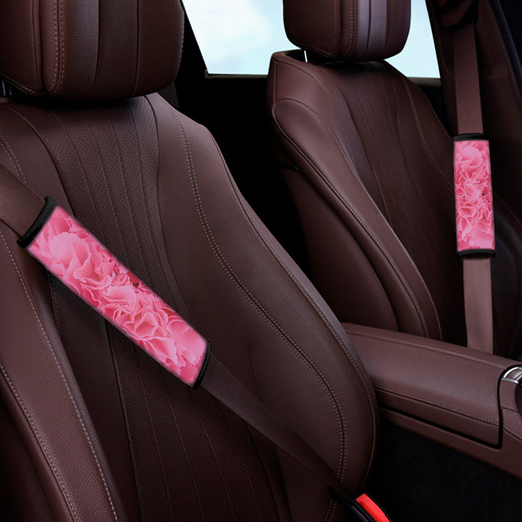 Pink Carnation Flower Print Car Seat Belt Covers