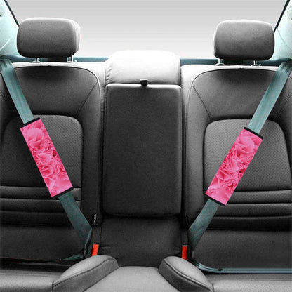 Pink Carnation Flower Print Car Seat Belt Covers