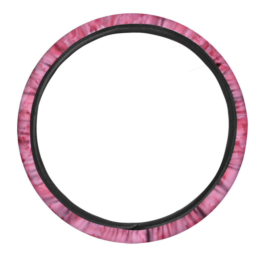Pink Carnation Flower Print Car Steering Wheel Cover