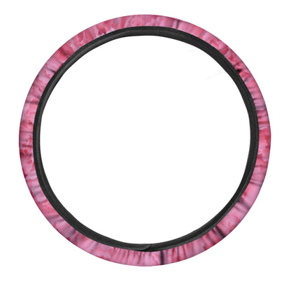 Pink Carnation Flower Print Car Steering Wheel Cover