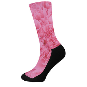 Pink Carnation Flower Print Crew Socks