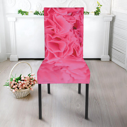 Pink Carnation Flower Print Dining Chair Slipcover