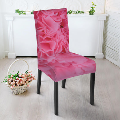 Pink Carnation Flower Print Dining Chair Slipcover