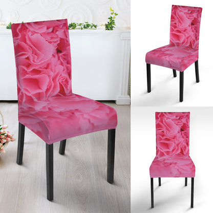 Pink Carnation Flower Print Dining Chair Slipcover