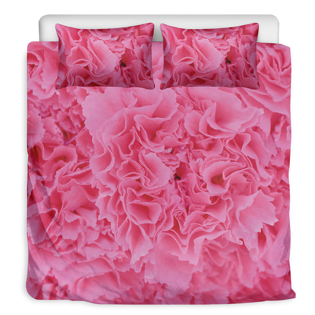 Pink Carnation Flower Print Duvet Cover Bedding Set
