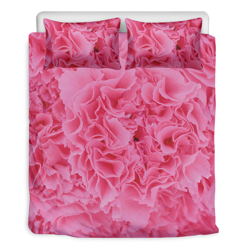 Pink Carnation Flower Print Duvet Cover Bedding Set