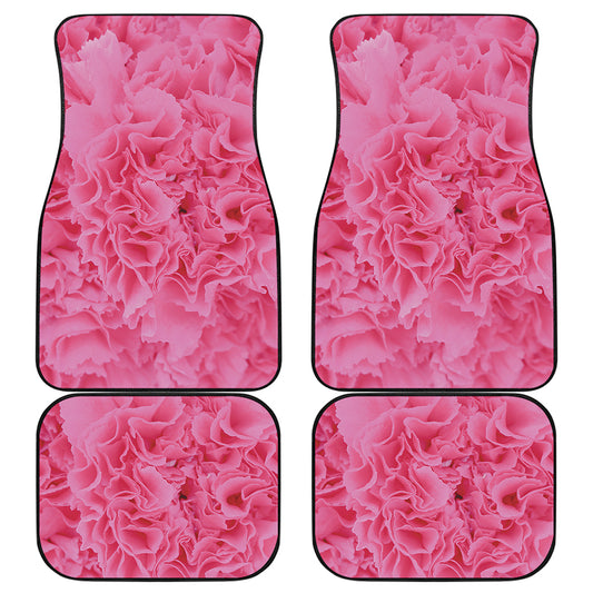 Pink Carnation Flower Print Front and Back Car Floor Mats