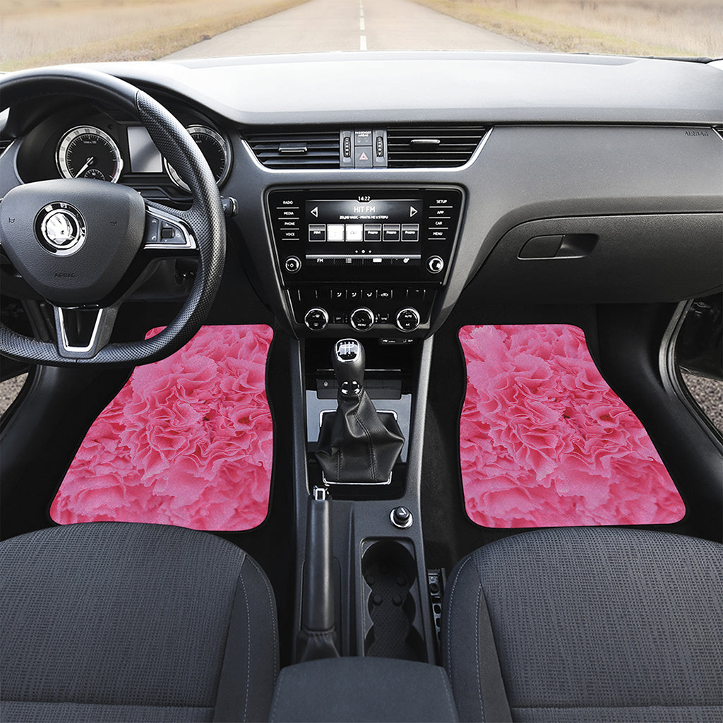 Pink Carnation Flower Print Front and Back Car Floor Mats