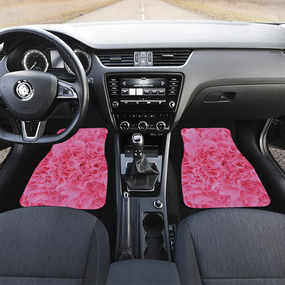Pink Carnation Flower Print Front and Back Car Floor Mats