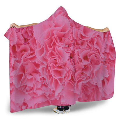 Pink Carnation Flower Print Hooded Blanket