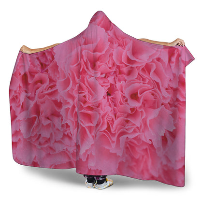 Pink Carnation Flower Print Hooded Blanket