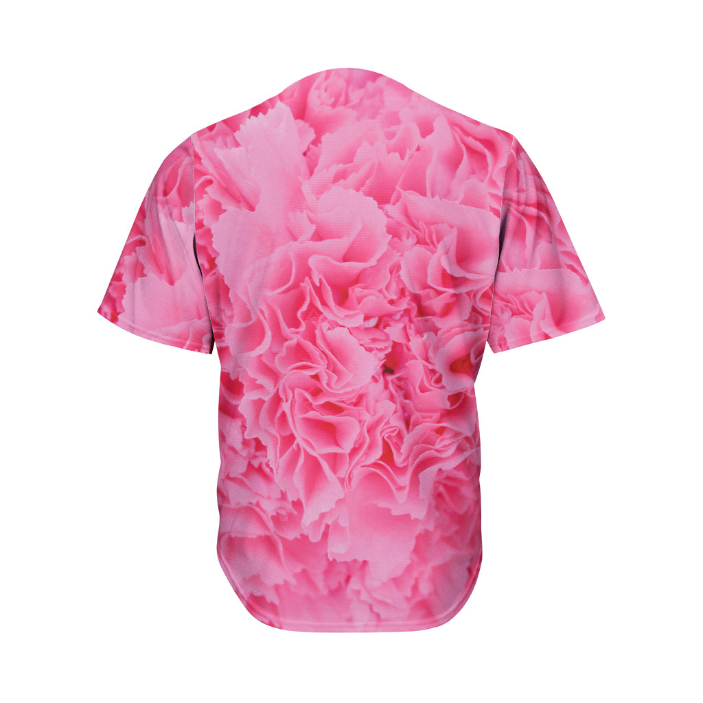 Pink Carnation Flower Print Men's Baseball Jersey