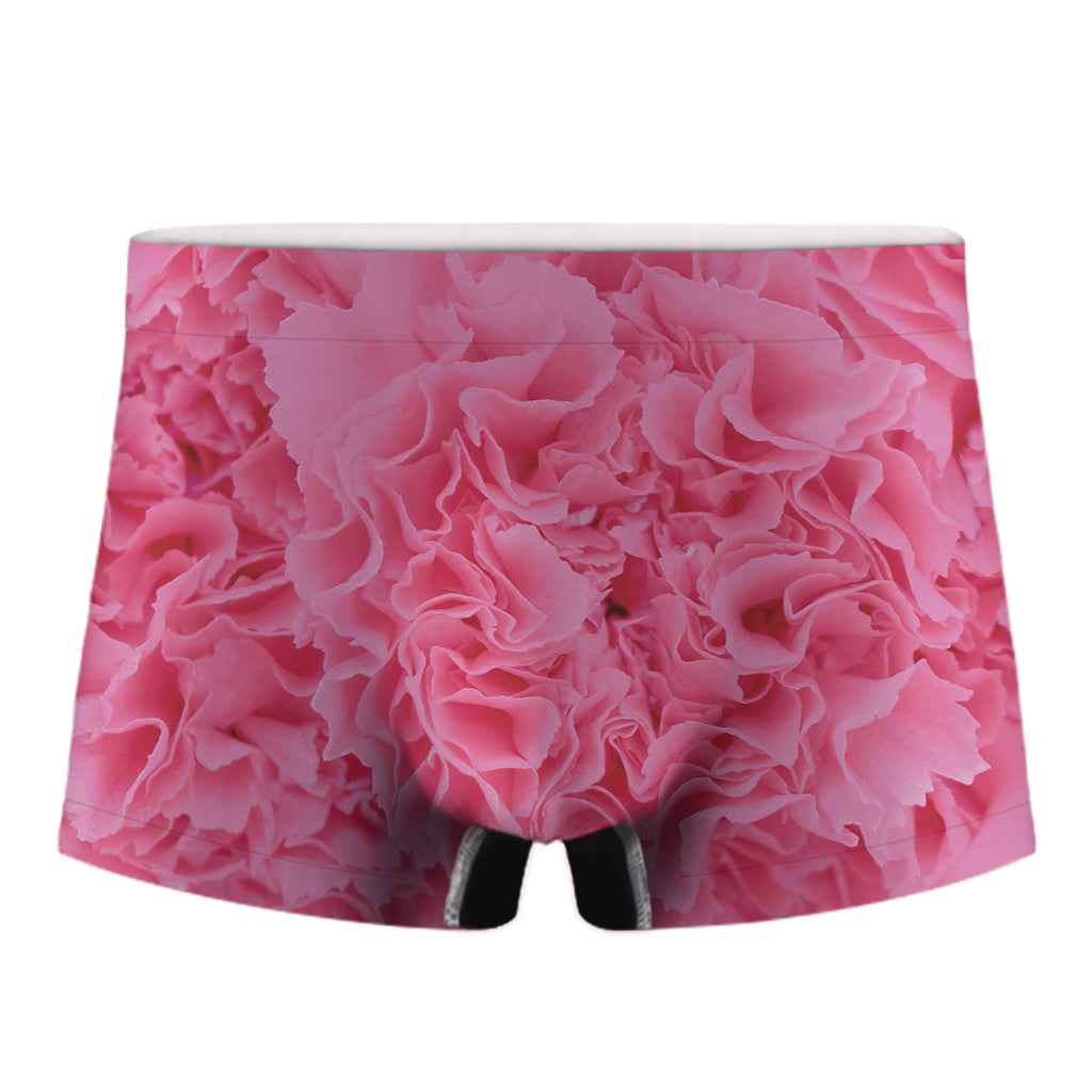 Pink Carnation Flower Print Men's Boxer Briefs