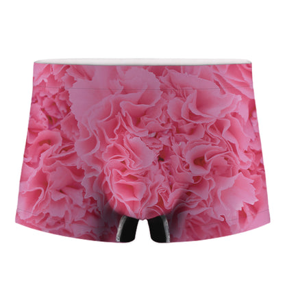 Pink Carnation Flower Print Men's Boxer Briefs