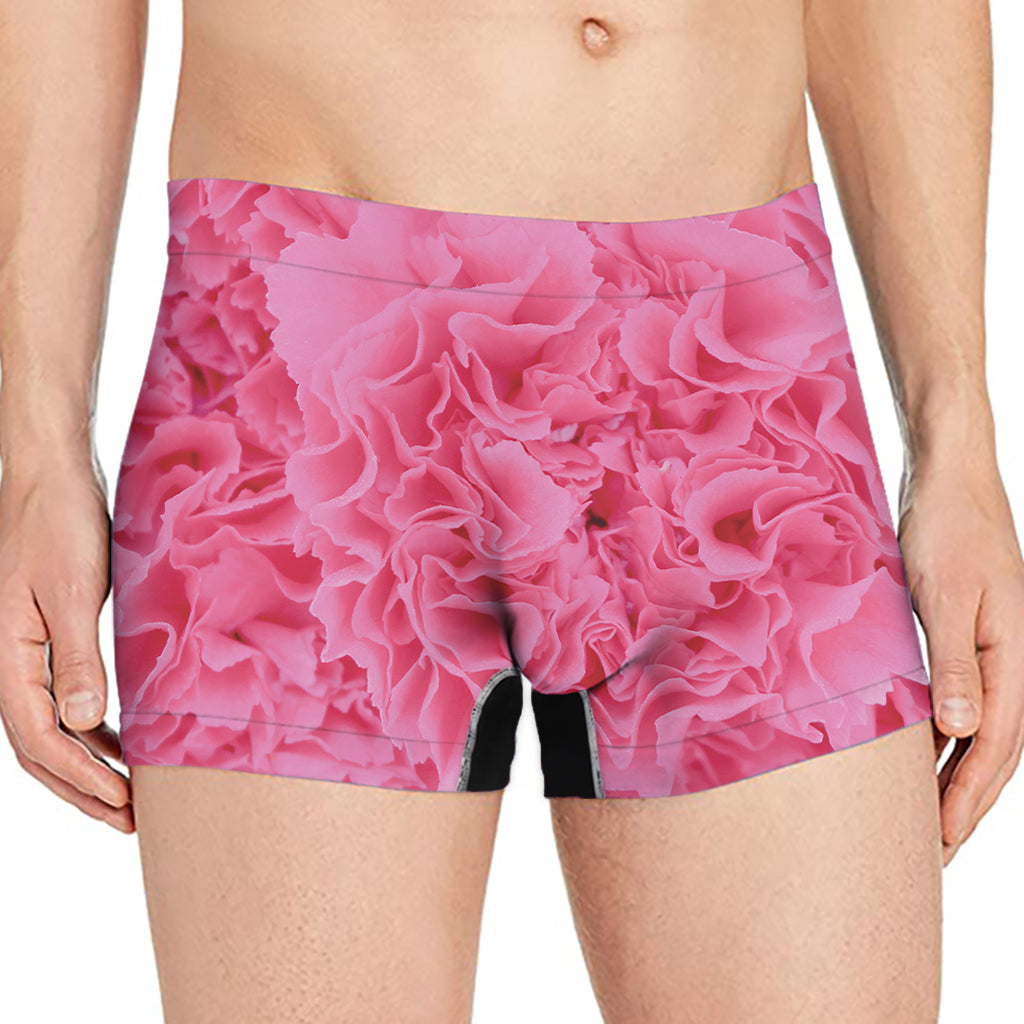 Pink Carnation Flower Print Men's Boxer Briefs