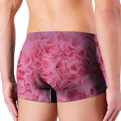 Pink Carnation Flower Print Men's Boxer Briefs