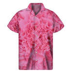 Pink Carnation Flower Print Men's Short Sleeve Shirt