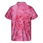 Pink Carnation Flower Print Men's Short Sleeve Shirt