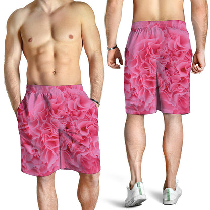 Pink Carnation Flower Print Men's Shorts