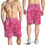 Pink Carnation Flower Print Men's Shorts