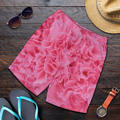 Pink Carnation Flower Print Men's Shorts