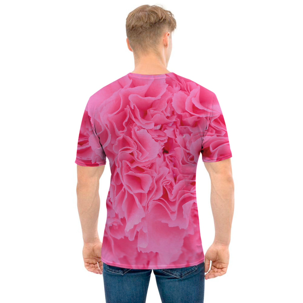 Pink Carnation Flower Print Men's T-Shirt