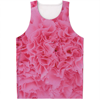 Pink Carnation Flower Print Men's Tank Top