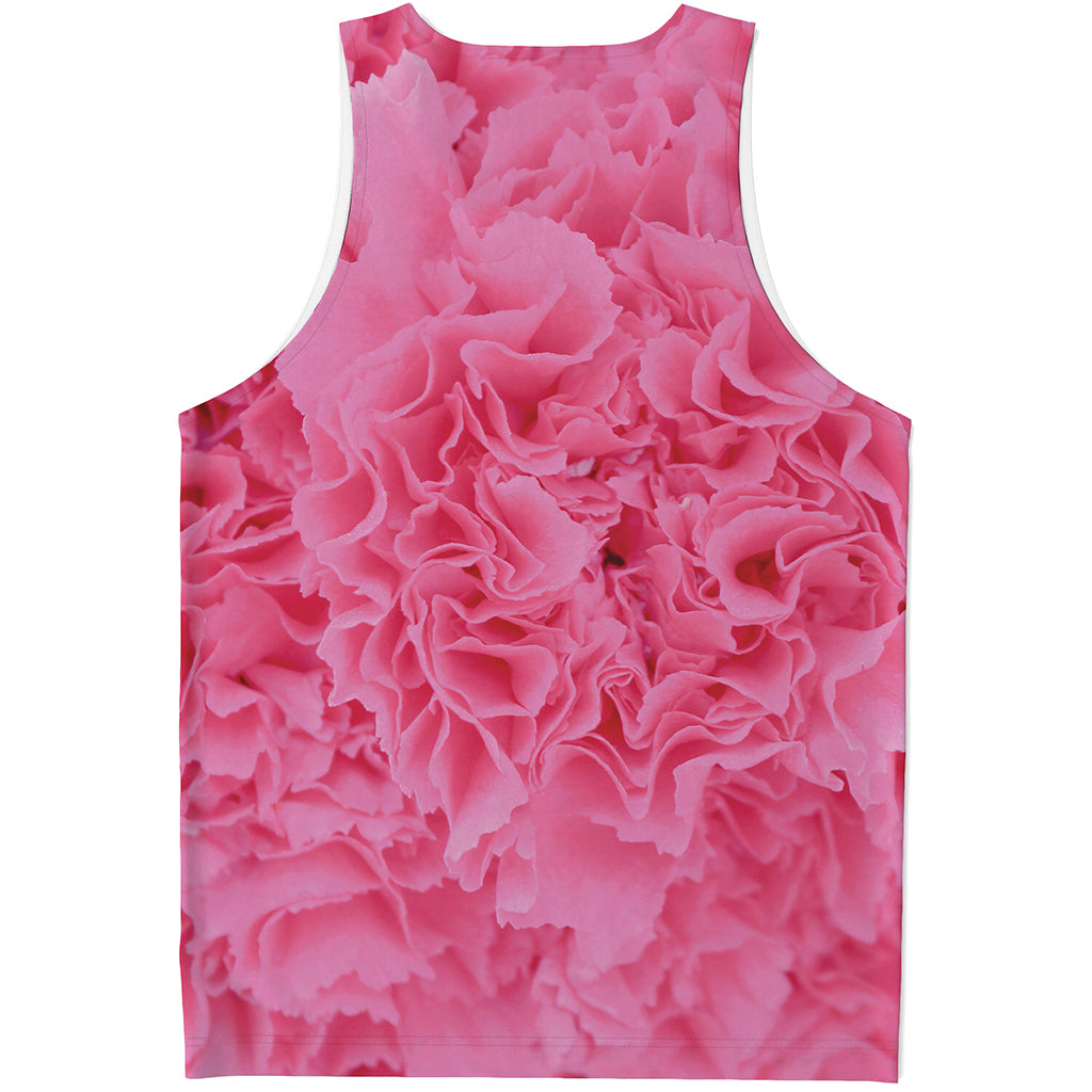 Pink Carnation Flower Print Men's Tank Top