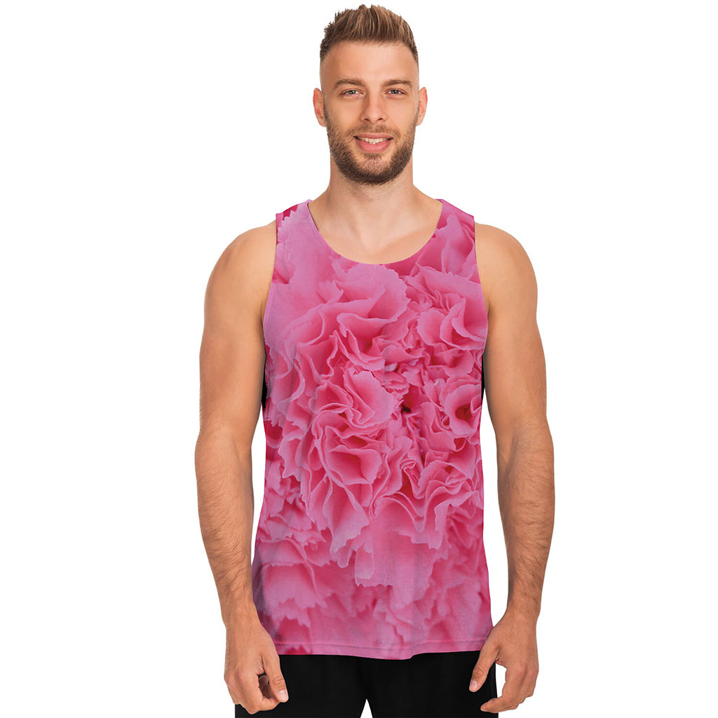Pink Carnation Flower Print Men's Tank Top
