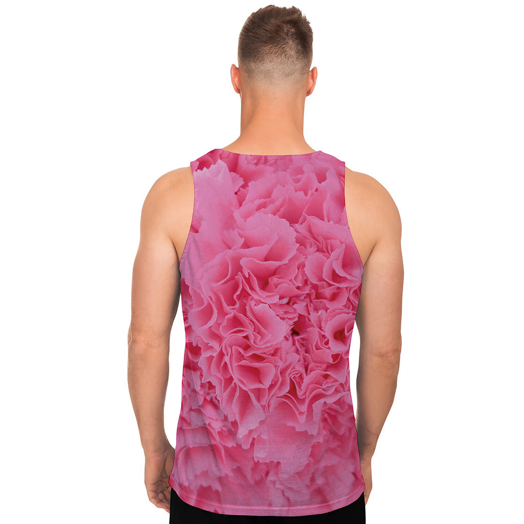 Pink Carnation Flower Print Men's Tank Top