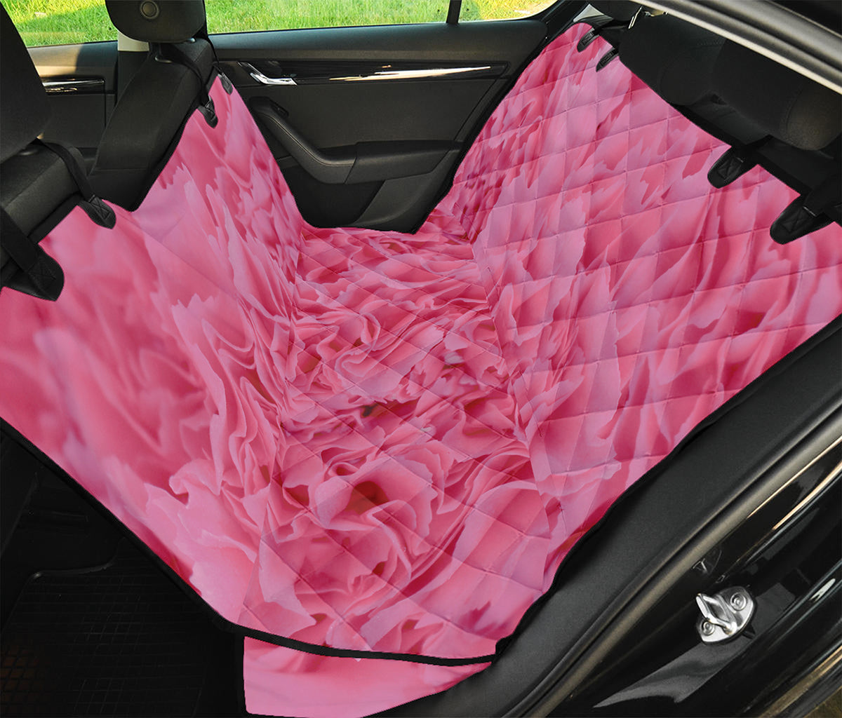 Pink Carnation Flower Print Pet Car Back Seat Cover