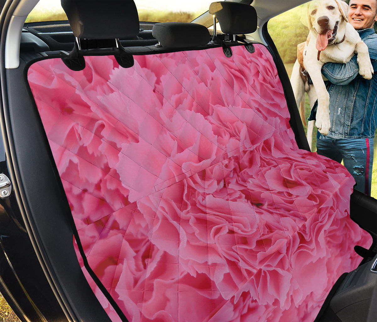 Pink Carnation Flower Print Pet Car Back Seat Cover