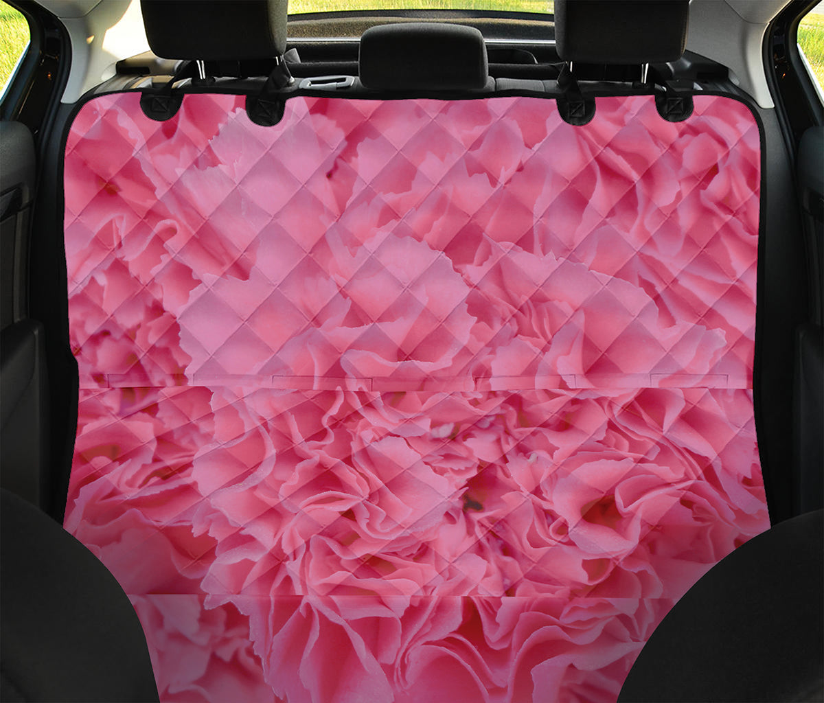 Pink Carnation Flower Print Pet Car Back Seat Cover