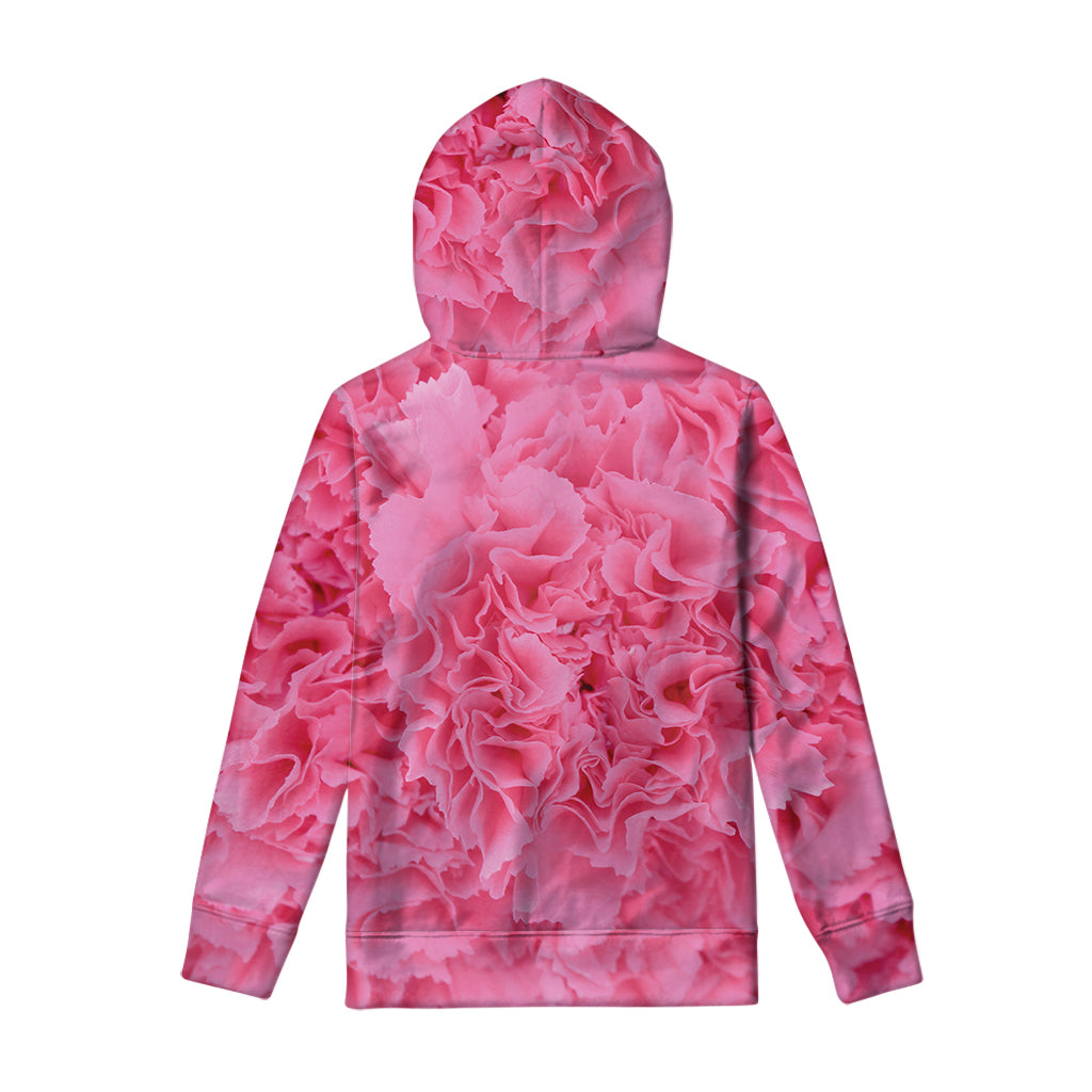 Pink Carnation Flower Print Pullover Hoodie