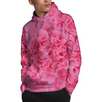 Pink Carnation Flower Print Pullover Hoodie