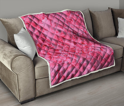 Pink Carnation Flower Print Quilt